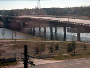 View of the Oklahoma River as the train departs OKC